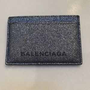 Blue Glittery Balenciaga Card Case
